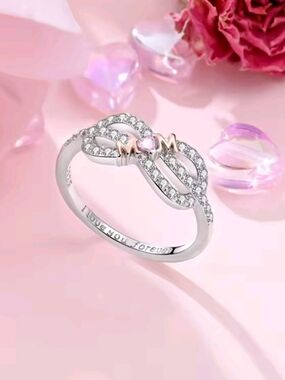 925 Sterling Silver "MOM" Infinity Ring I Love You Forever Size 7 NEW